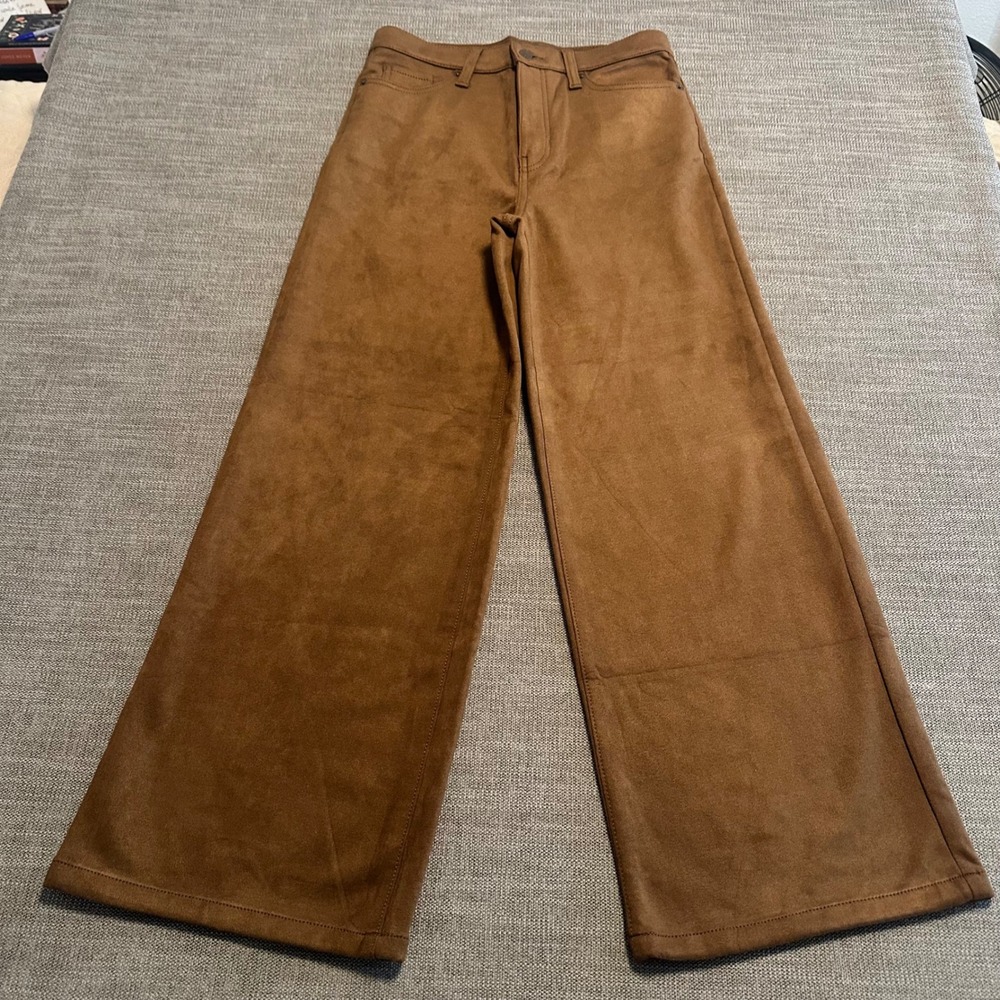 Banana Republic Wide Leg High Rise Pants Women 28/6 Brown Faux Suede